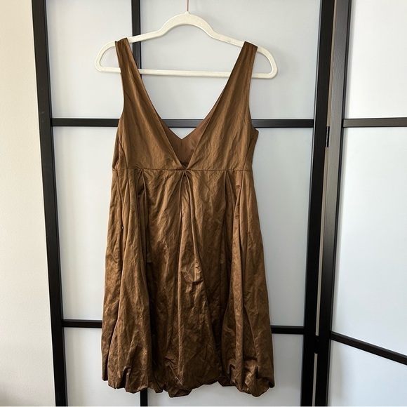 [6] Laundry by Design Metallic Brown Tulle Tulip Mini Dress Bejewelled Neckline - Picture 5 of 12